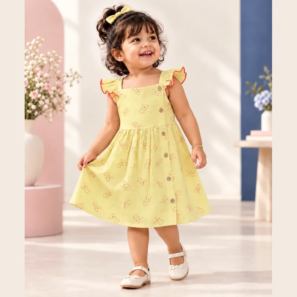 Teddy Dream Muslin Frock For Girl Kids – My Palm | Nilamenmai