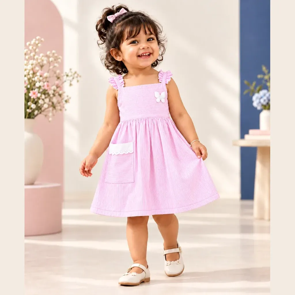 Blush Butterfly Cotton Frock for Girls – My Palm | Nilamenmai