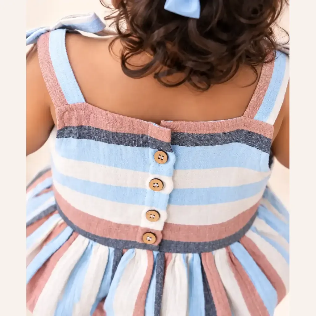 Canyon Stripes Muslin Cotton Co Ord Set For Girl Kids - Distine Athleisure