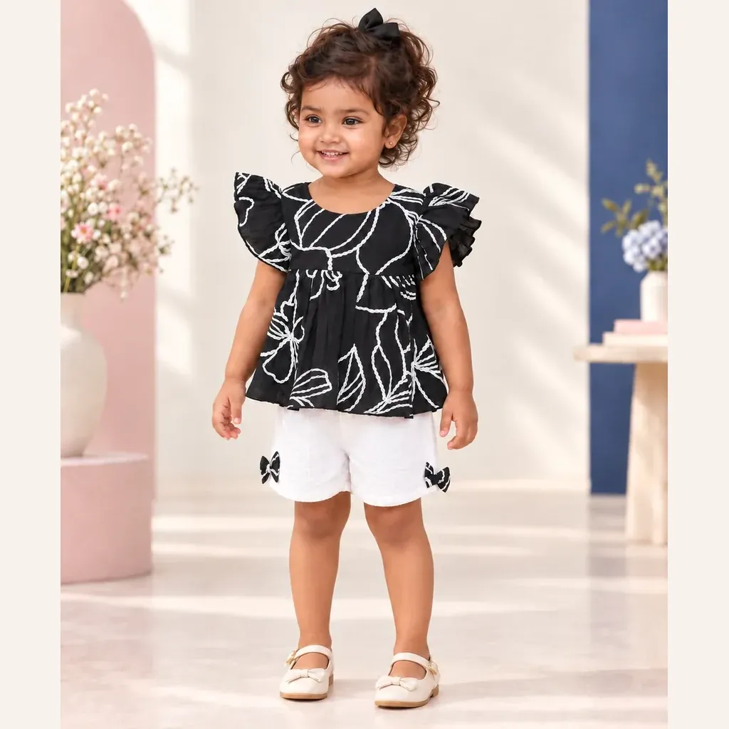 Little Luna Muslin Cotton Co Ord Set For Girl Kids - Distine Athleisure