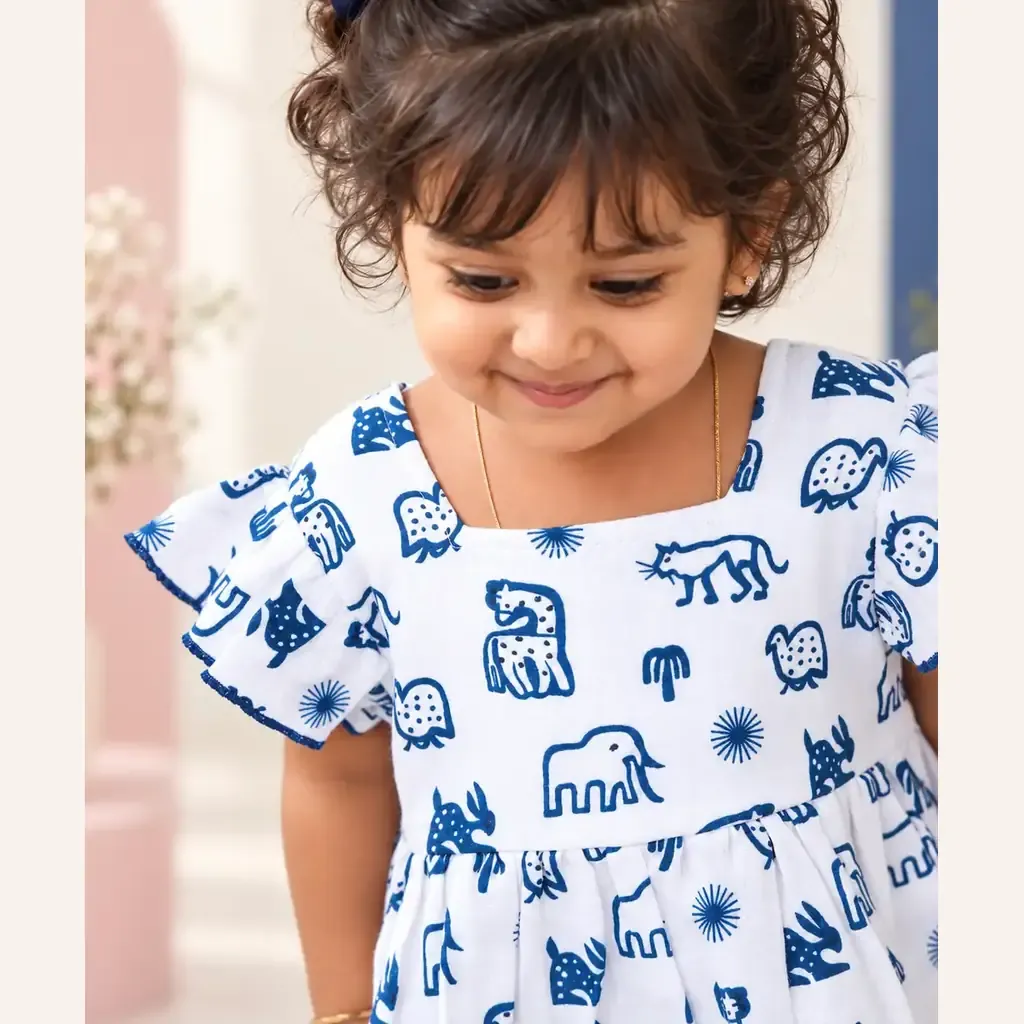 Safari Sketch Muslin Cotton Co Ord Set For Girl Kids - Distine Athleisure