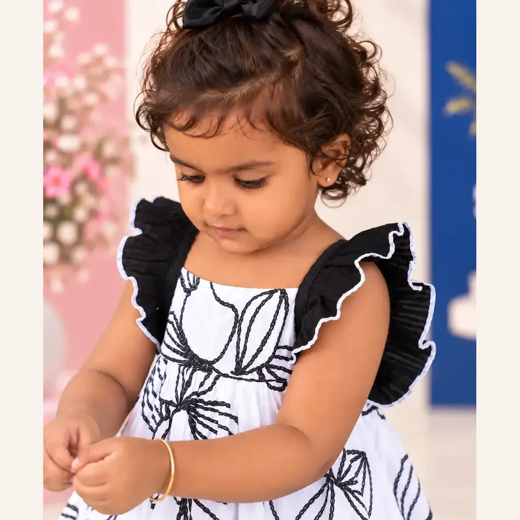 Noir Bloom Cotton Co Ord Set For Girl Kids - Distine Athleisure