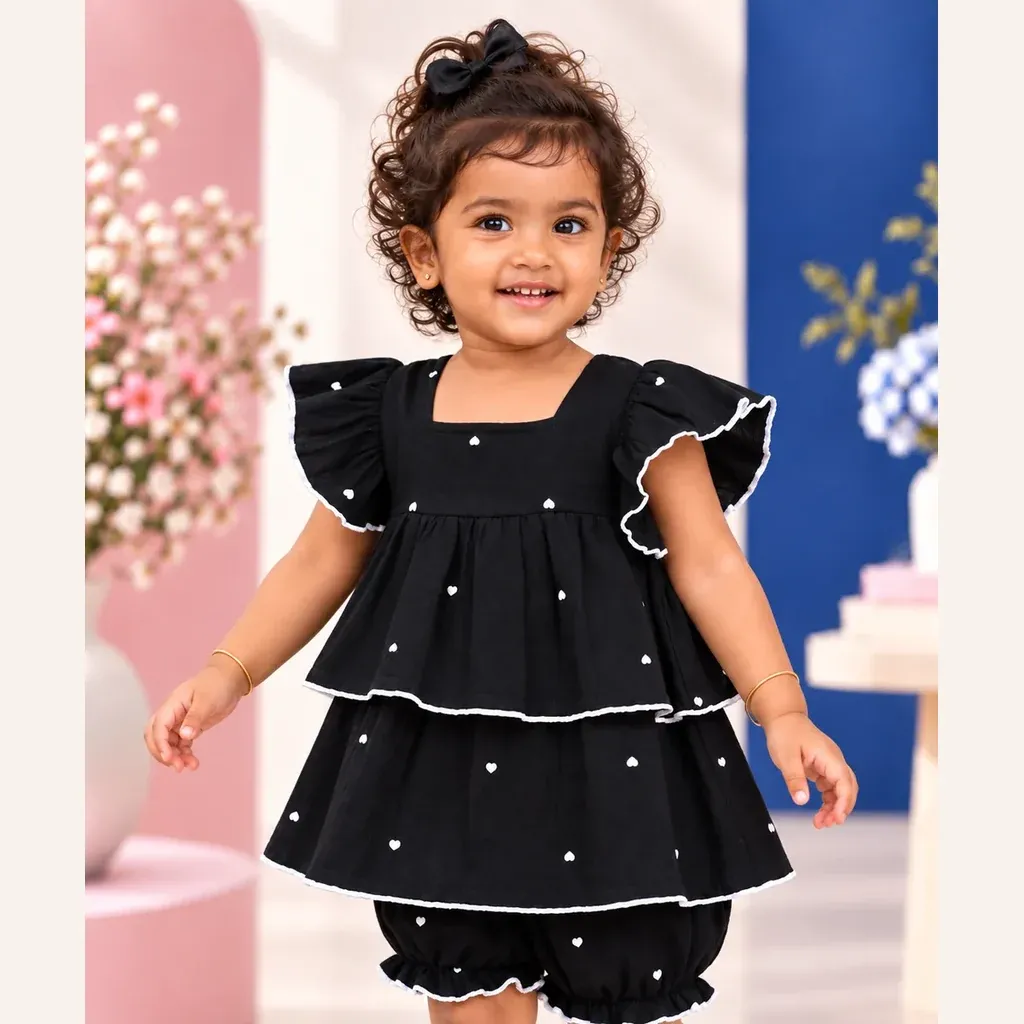 Midnight Bloom Muslin Cotton Co-Ord Set for Girl Kids - Distine Athleisure