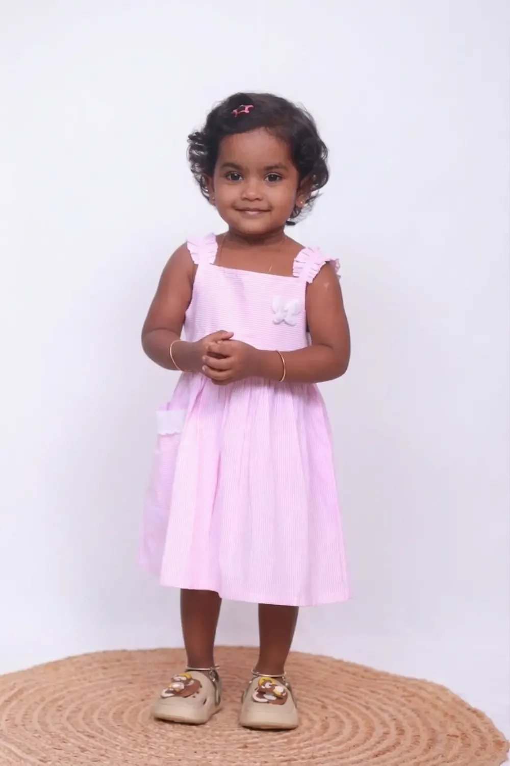 Blush Butterfly Cotton Frock for Girls - Distine Athleisure