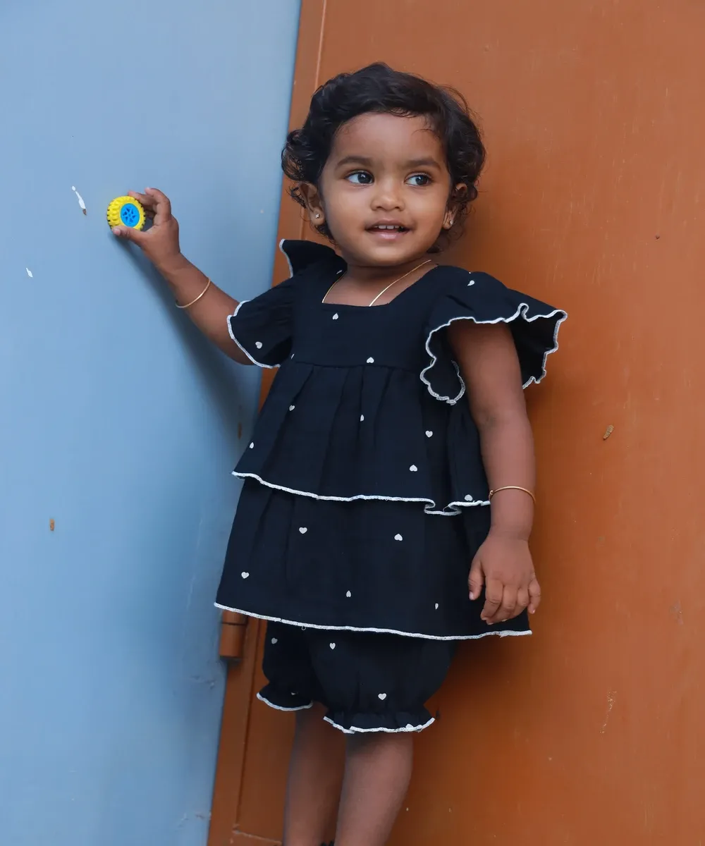 Midnight Bloom Muslin Cotton Co-Ord Set for Girl Kids – My Palm | Nilamenmai