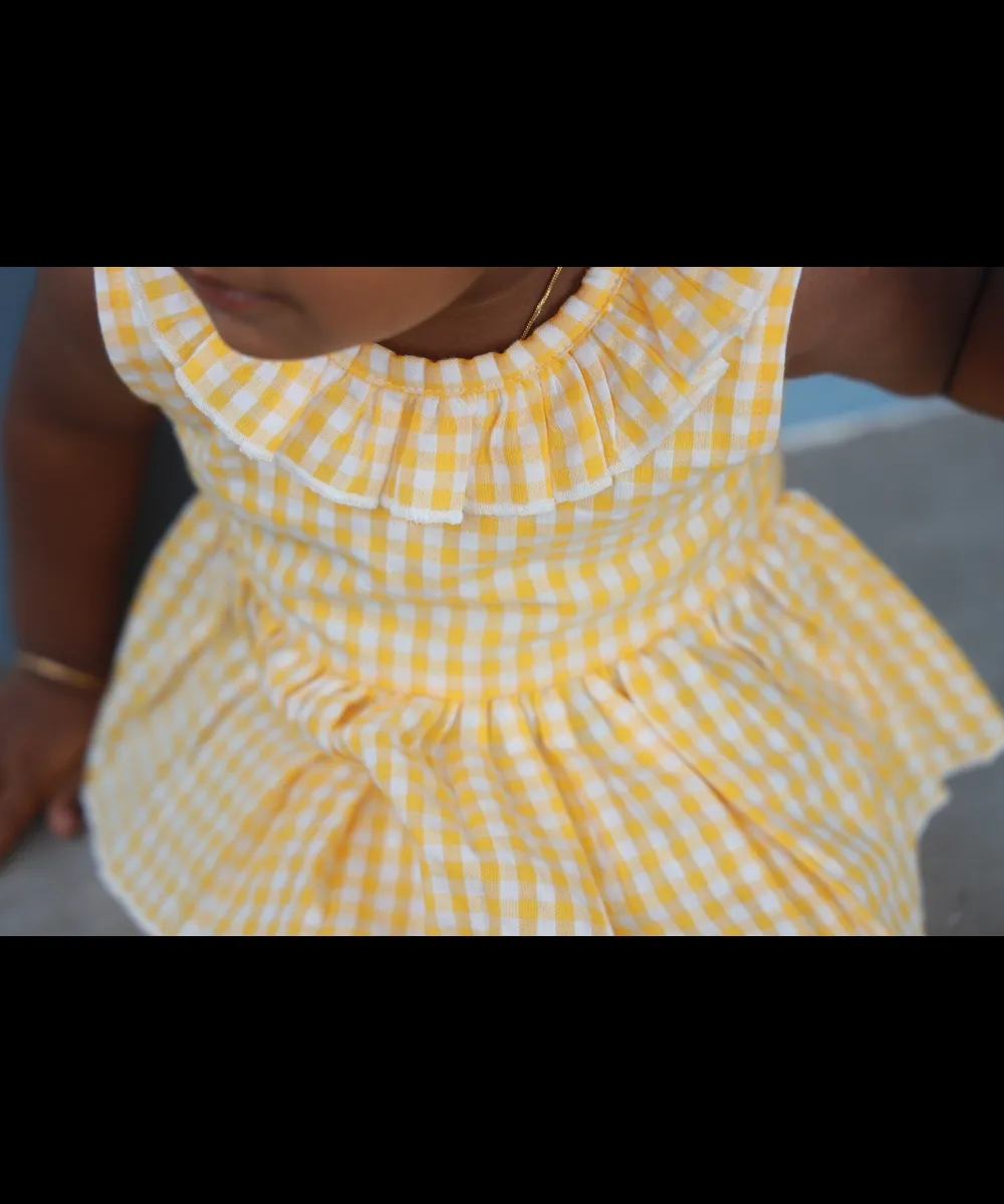 Sunshine Gingham Cotton Co-Ord Set for Girl Kids - Distine Athleisure