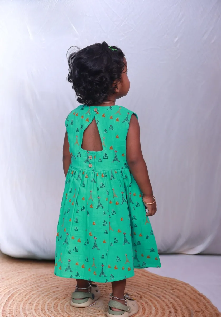 Mint Voyage Muslin Frock For Girl Kids - Distine Athleisure